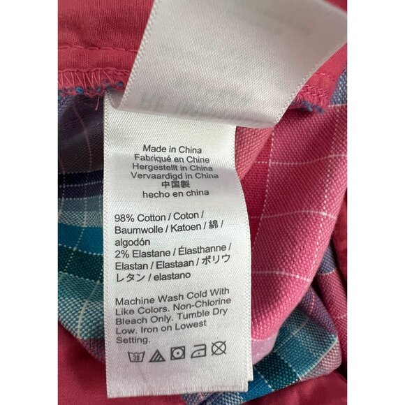 J.Crew 4" Plaid Chino Short, Pink Blue Plaid, Size 4 - Picture 7 of 8